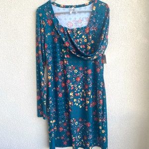 Mudd Long-Sleeved Sueded Flare Dress, size L